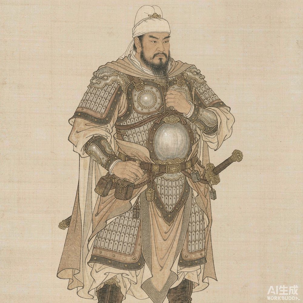 嵬名察哥（AI 想象复原像）